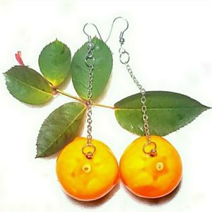 #X8 New Orange Fruit Food Dangle Earrings